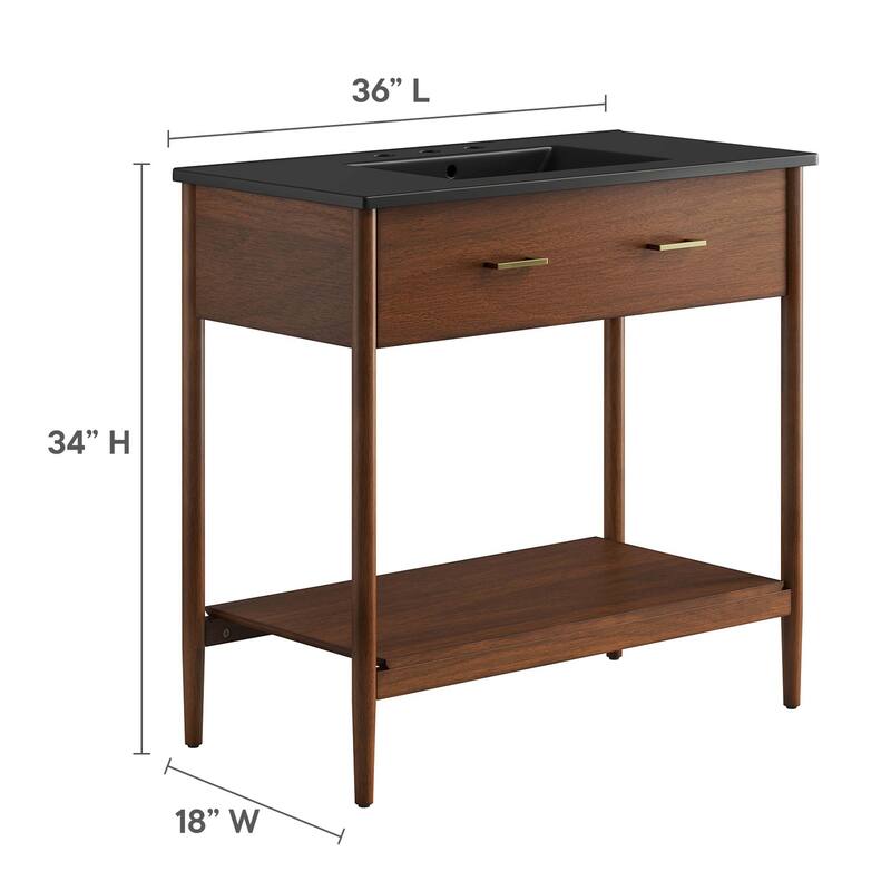 Zaire 18"/24"/30"/36"/48" Bathroom Vanity with Black Sink Top
