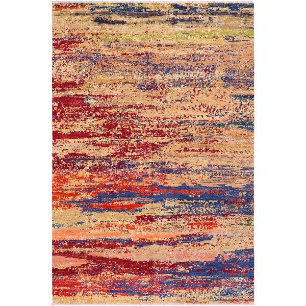 slide 2 of 8, Modern Armand Blue/Gray Wool Rug (7'8 x 9'11) - 7 ft. 8 in. x 9 ft. 11 in.