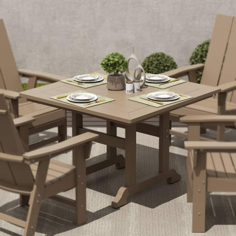 Laguna Hdpe All Weather Outdoor Patio 43" Square Dining Table - Weathered Wood