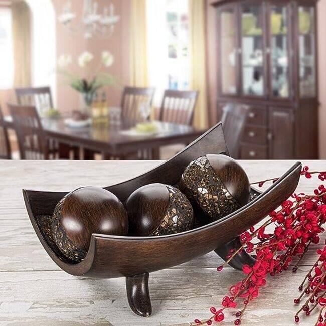Creative Scents Schonwerk Walnut Decorative Orbs for Bowls and Vases (Set of 3)