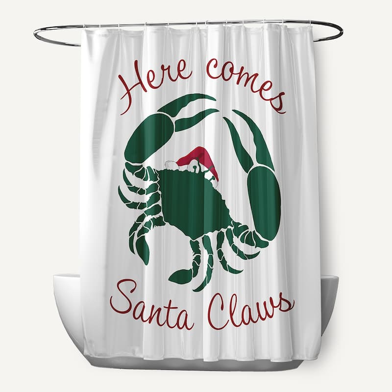 Santa Claws Crab Shower Curtain - Forest Green
