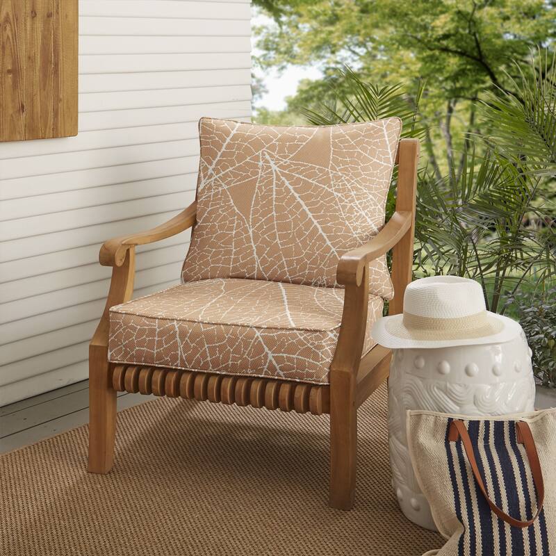 Sorra Home Outdura Laurel Sorbet Indoor/Outdoor Corded Deep Seating Pillow and Cushion Chair Set - 22.5 in x 22.5 in x 5 in - Laurel Sorbet