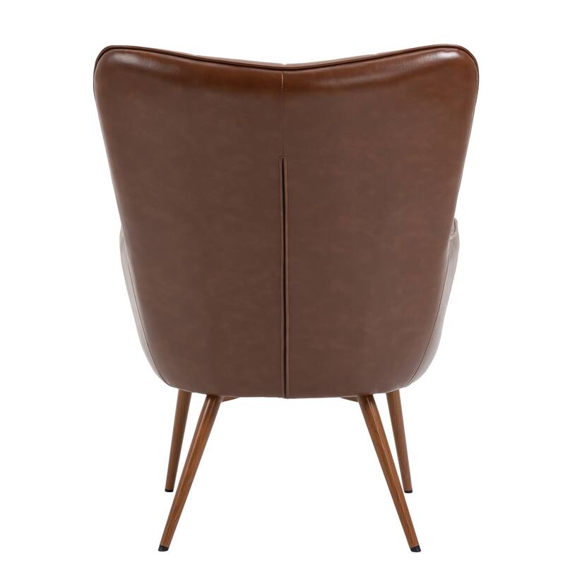 Vintage Wingback Chair Tufted Button PU Leather Accent Chair