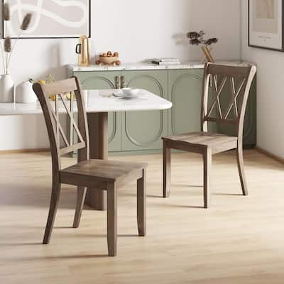2/4PCS Set of 4 Dining Chairs Rubber Wood Side Chair w/Ergonomic Seat