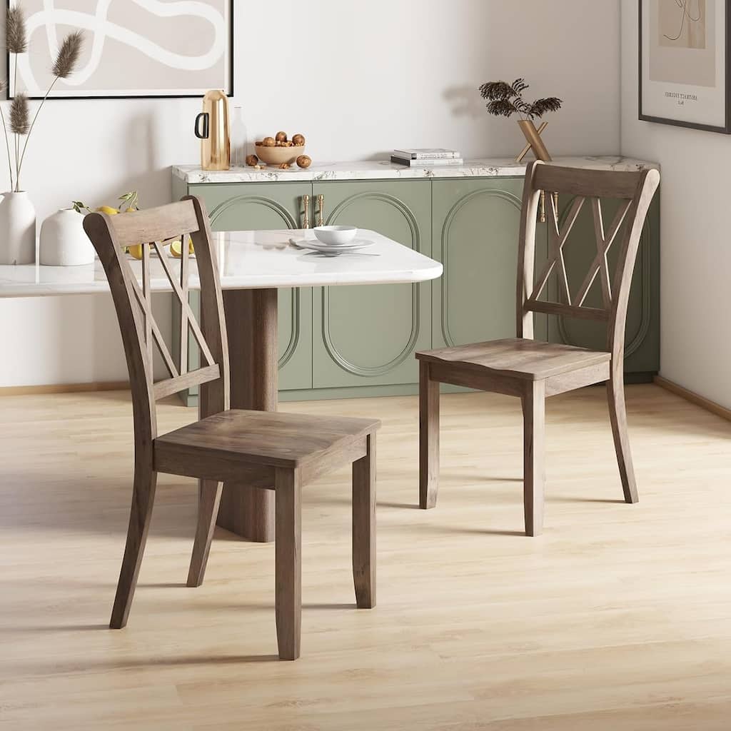 2/4PCS Set of 4 Dining Chairs Rubber Wood Side Chair w/Ergonomic Seat