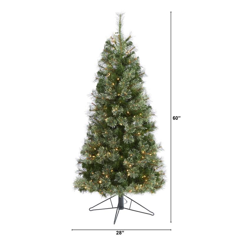 5ft. Cashmere Slim Artificial Christmas Tree with 250 Warm White Lights and 408 Branches - Elegant Holiday X-Mas Tree