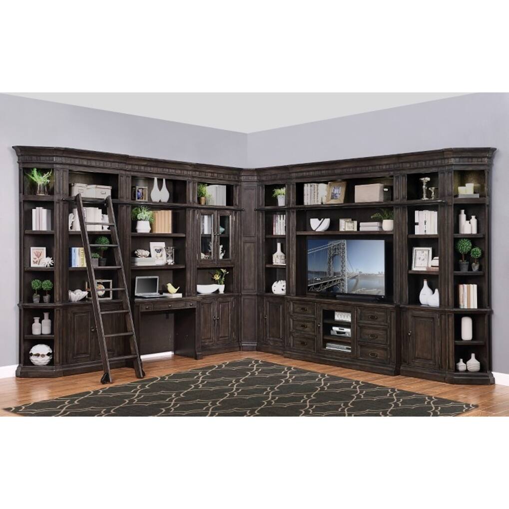 Fairview Home 12 Piece Modular Entertainment Library Wall - 140.5W x 146.5D x 94H