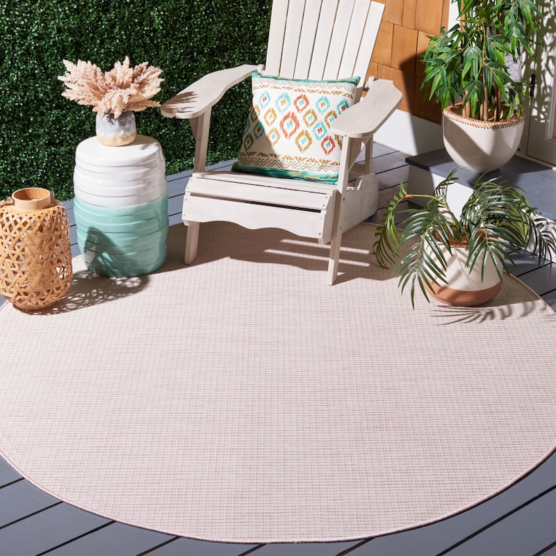 Martha Stewart by SAFAVIEH Silvestra Indoor/ Outdoor Rug - 6'5" Round - Beige/Pink