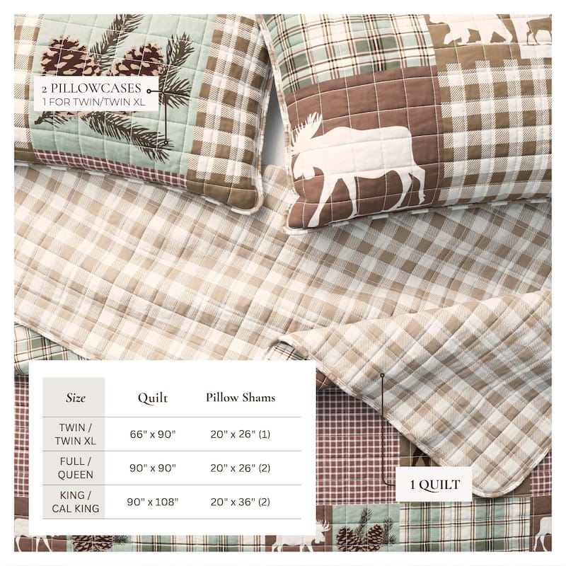 Rustic Woodland Reversible Microfiber Quilt Set with Shams