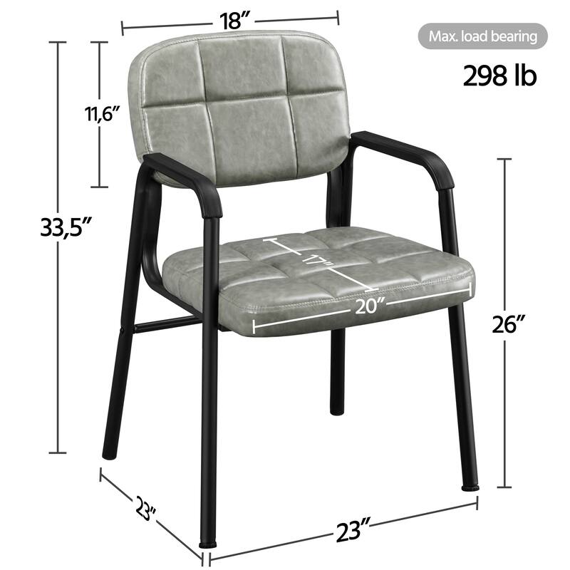 Yaheetech 2pcs Upholstered Leather Chairs with Armrest & Metal Frame