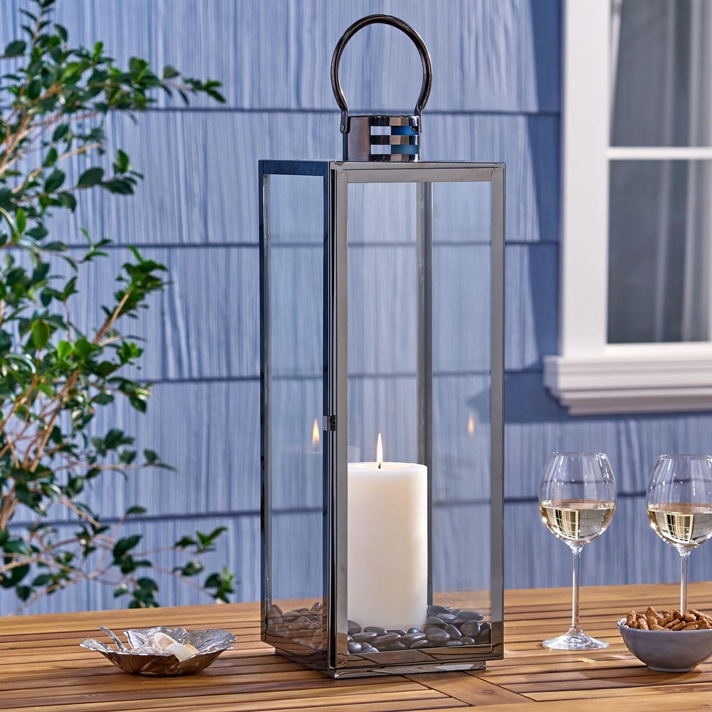 Decorative Lanterns With Timer Flameless Candle Using Battery For 10''H  Outdoor