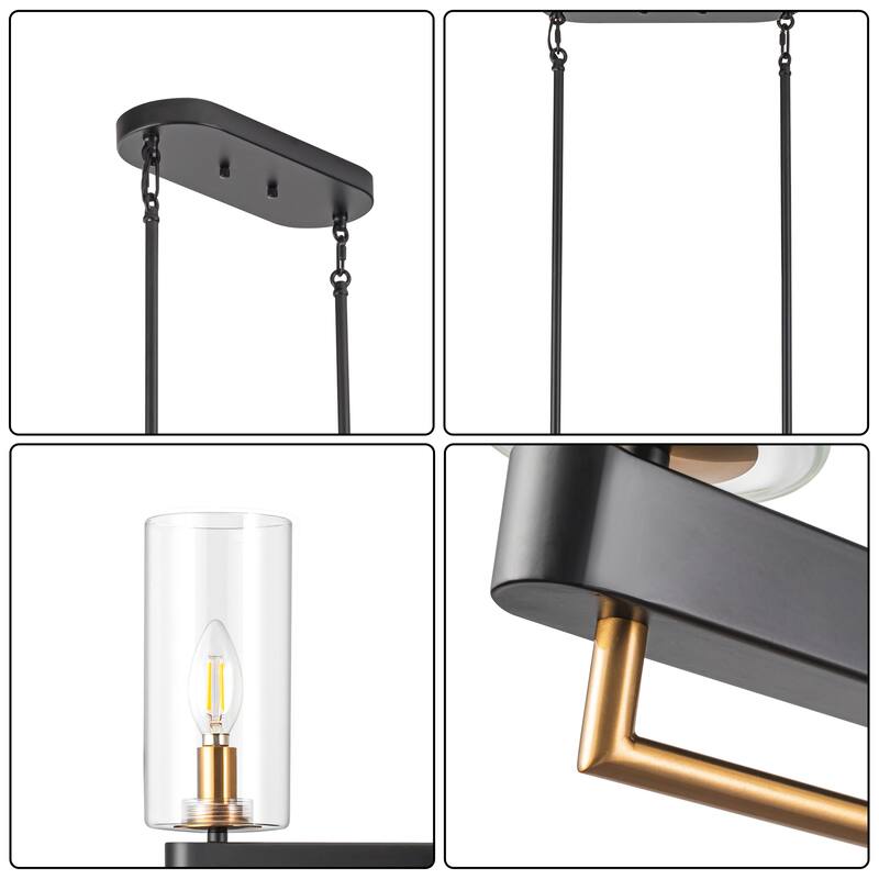 Black Gold Kitchen Pendant Lighting Linear Chandeliers For Dining Room - 5light