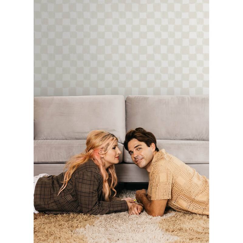 Mr. Kate Tess Watercolor Cream Checker Peel and Stick Wallpaper