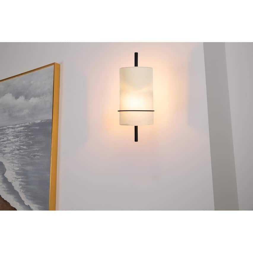 E12 Bulb wall sconce white light fixture linen shade wall