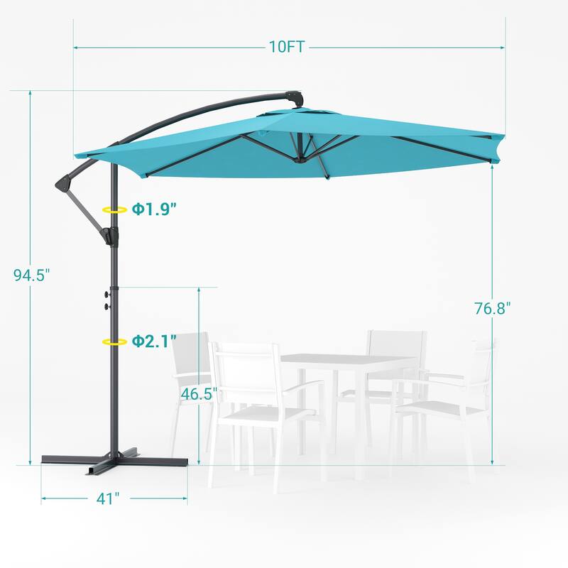 BONOSUKI 10ft Patio Offset Umbrella Outdoor Hanging Umbrella
