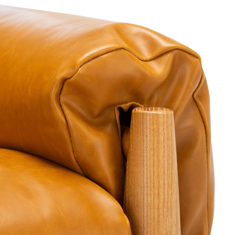 SAFAVIEH Clarice Caramel/Natural Mid Century Arm Chair - 35" W x 32" D x 38" H - 35Wx32Dx37H