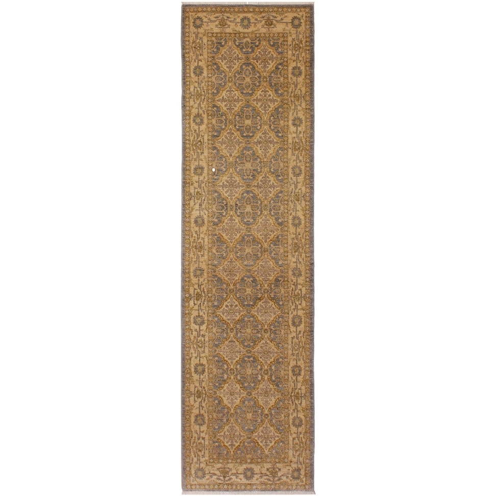 Chic Ziegler Doretha Grey Gold Hand-Knotted Wool Runner - 2'9'' x 9'5''