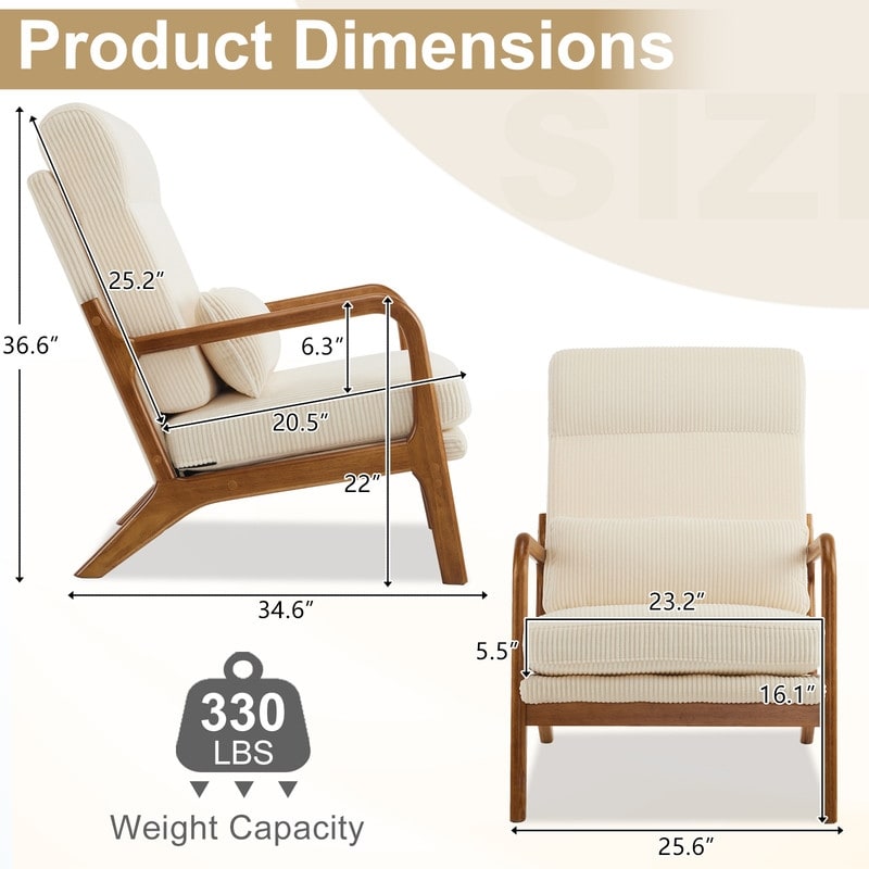 High Back Solid Wood Armrest Backrest Leisure Chair Accent Chair