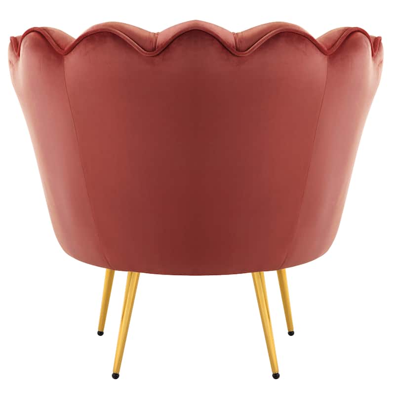 Velvet Lotus Accent Chair Small Comfy Barrel Chair Cozy Round Armchair