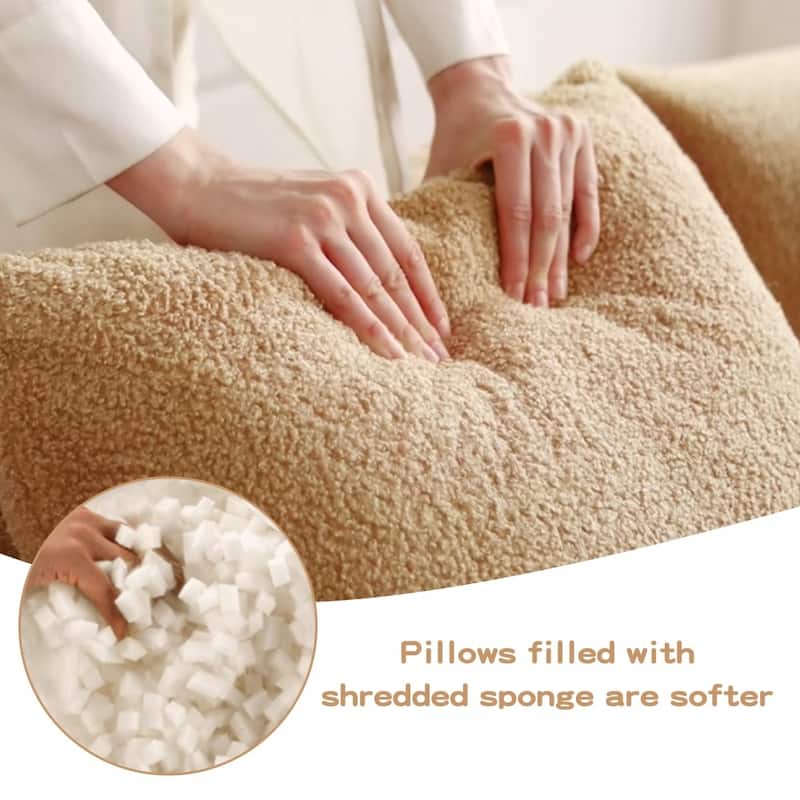 115.3" U-shaped Soft Teddy Fabric Boneless Sectional Sofa for Relaxed