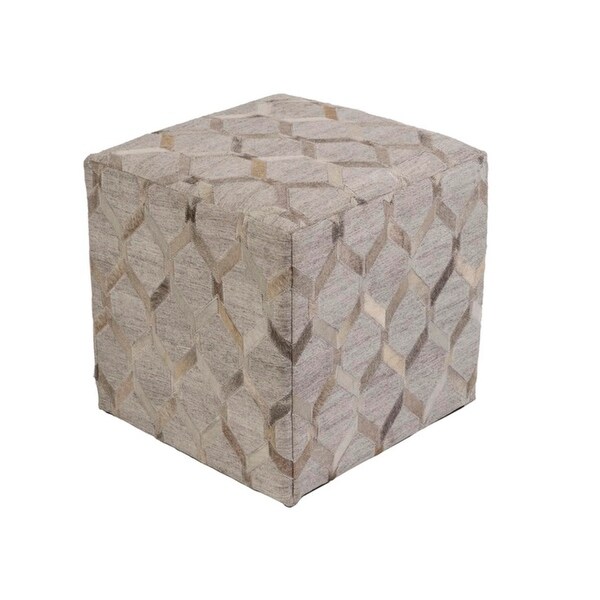 18”Champagne Beige and Koala Gray Geometric Contemporary Foot Stool Ottoman - N/A