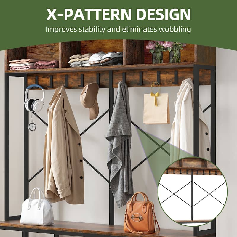 Moasis 5-in-1 Hall Tree with Shoes Storage and Coat Rack for Hallway