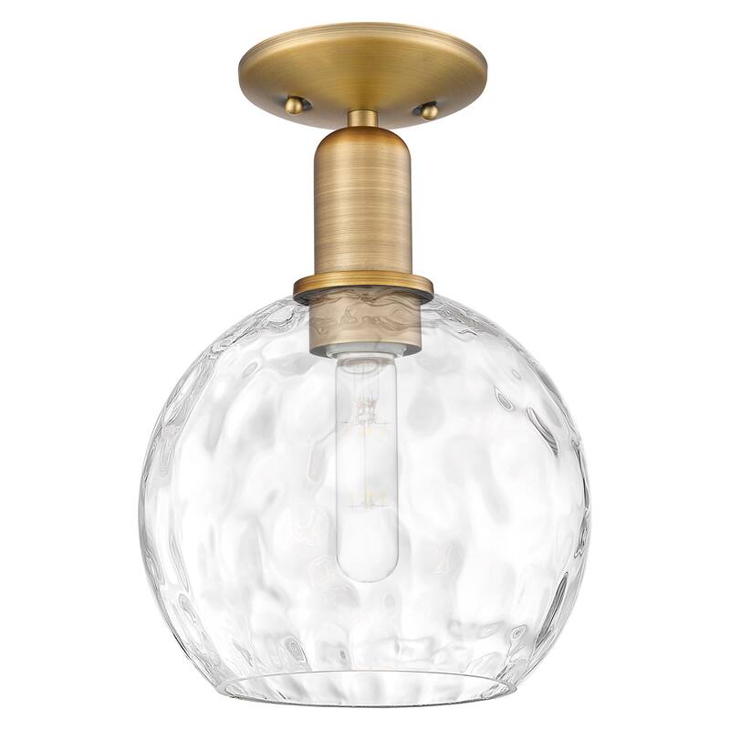 Innovations Lighting 716-1C-12-8 Athens Water Glass Semi-Flush Athens - Brushed Brass / Clear Water Glass