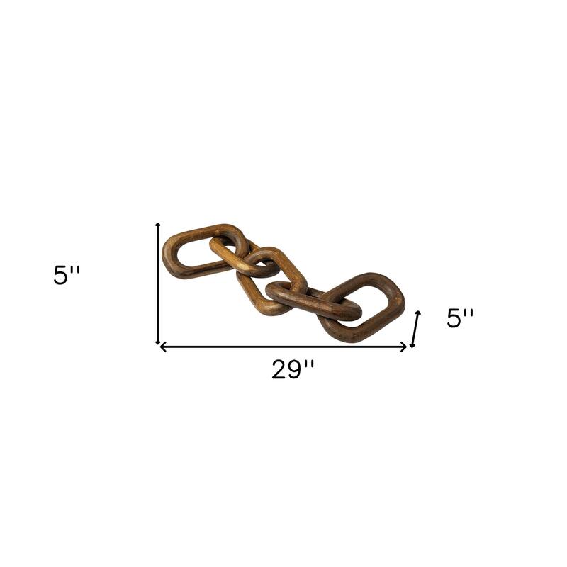 HomeRoots Brown Wooden Chain Link Decor Piece - 5' X '5' X '29
