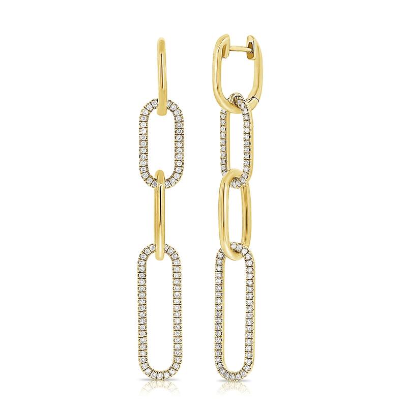Joelle Collection Diamond Link Earrings 14K Gold 1/2 Cttw. 2 Inches