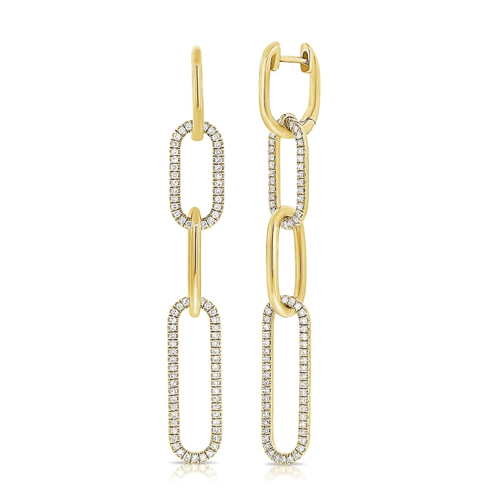 Joelle Collection Diamond Link Earrings 14K Gold 1/2 Cttw. 2 Inches