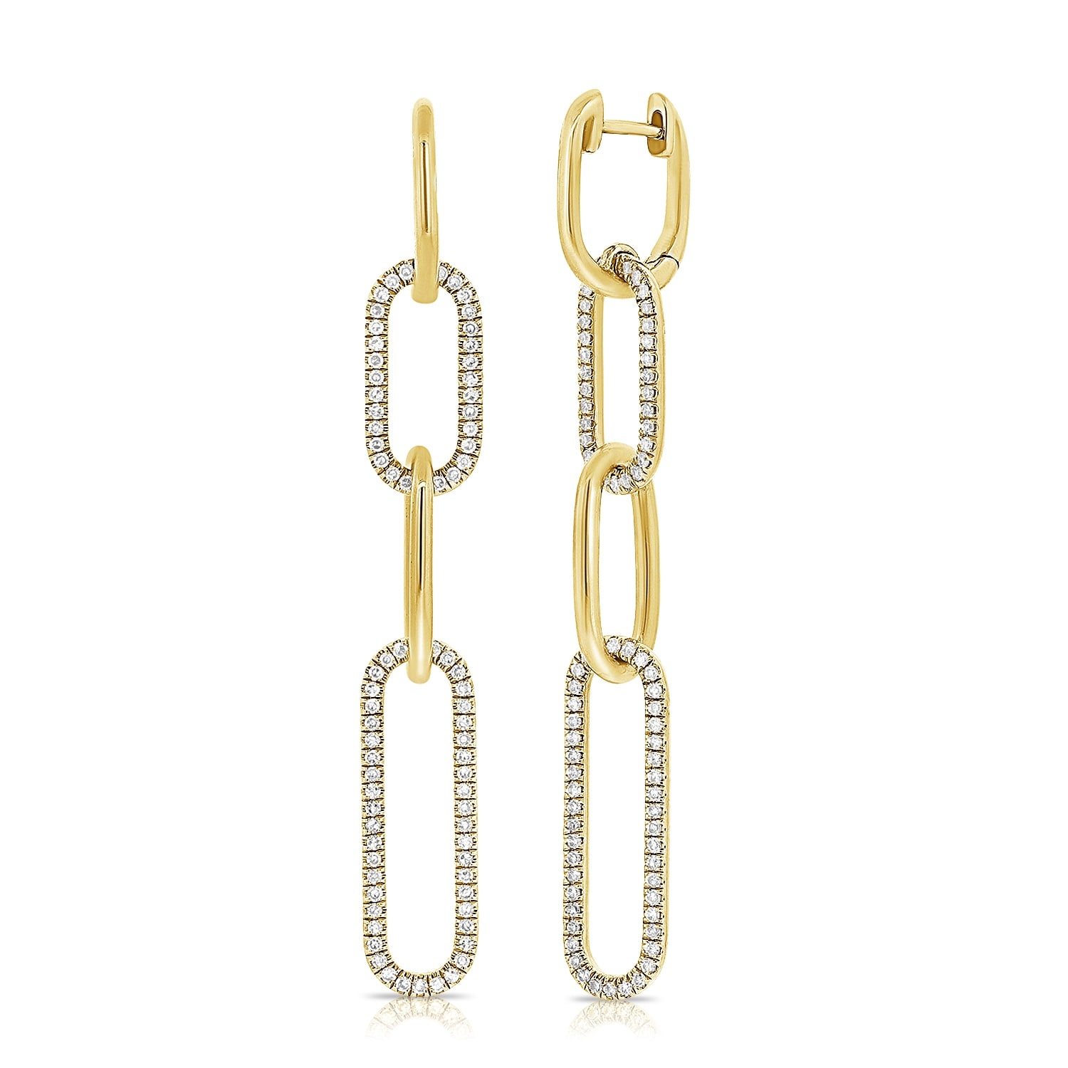 Joelle Collection Diamond Link Earrings 14K Gold 1/2 Cttw. 2 Inches