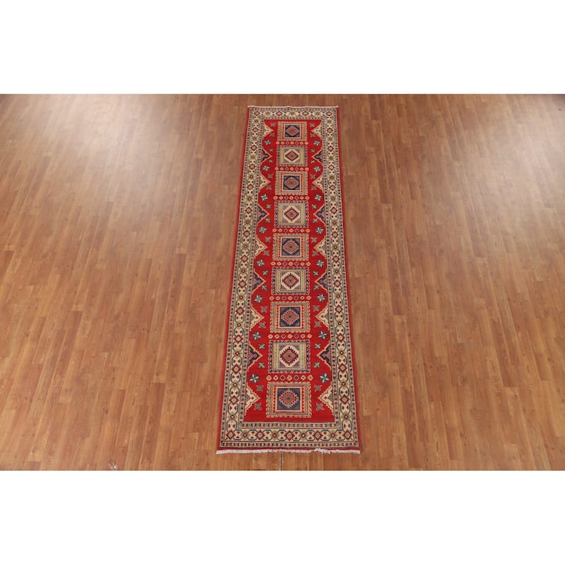 Traditional Kazak Runner Rug Hand-Knotted Wool Carpet - 2'9" x 10'0"