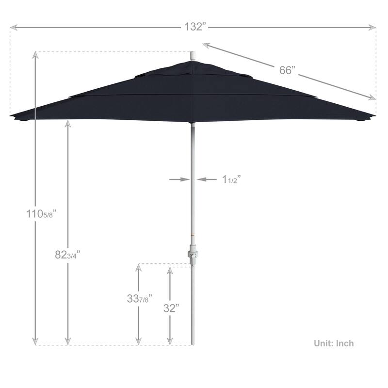 California Umbrella 11' Rd. Aluminum Patio Umbrella, Crank Lift, Collar Tilt, Dbl Wind Vent, White Finish, Sunbrella Fabric