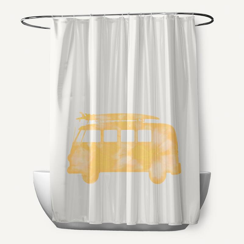 Beach Drive Geometric Print Shower Curtain - Yellow