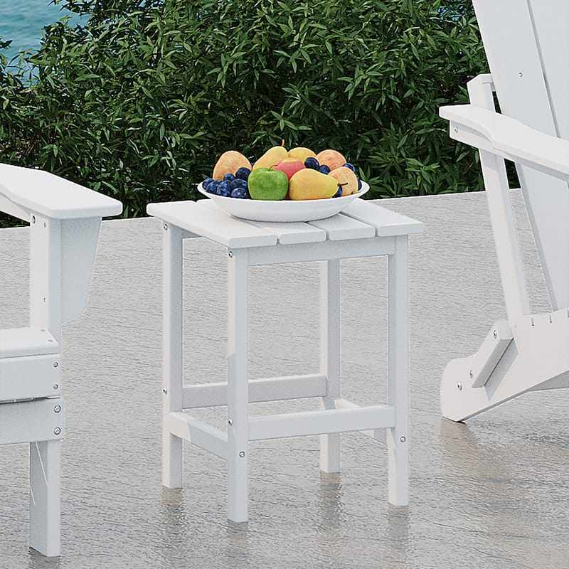 Polytrends Laguna Hdpe All Weather Outdoor Patio Square Side Table - White