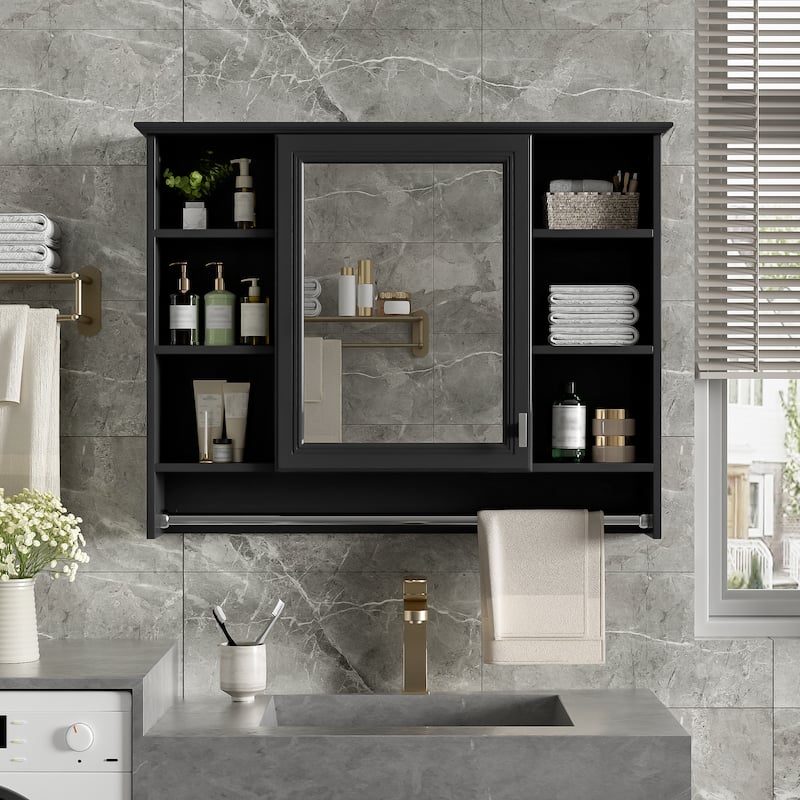 3-in-1 Bathroom Mirror Cabinet, 36-inch Wall Mounted Medicine Cabinet with Adjustable Shelf & Soft Close Door