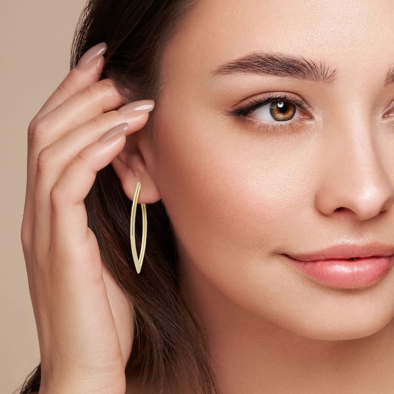 Soleil 14K Gold Marquise Shaped Hoop Earrings