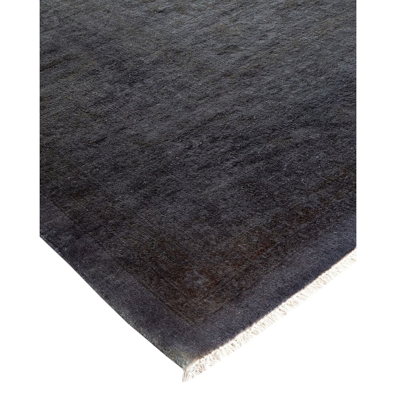 Overton Hand Knotted Wool Vintage Inspired Modern Contemporary Overdyed Gray Area Rug - 9' 2" x 11' 10"