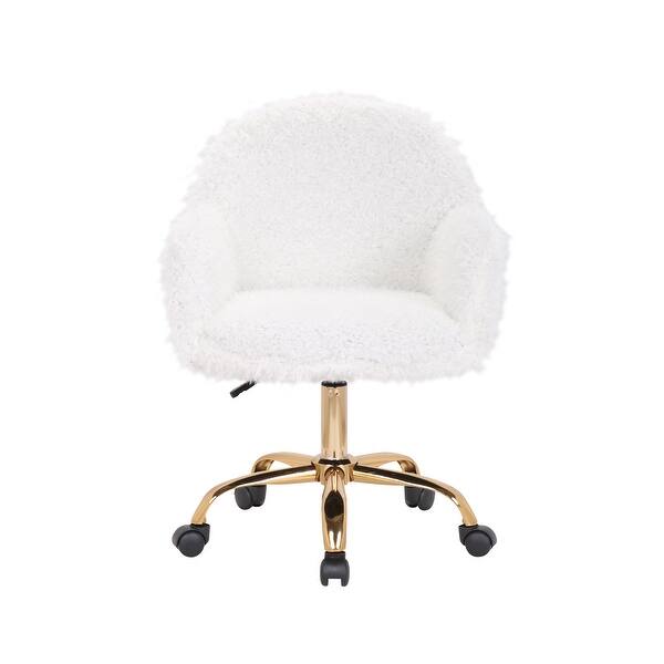 Porthos Home Quiana Swivel Office Chair Shaggy Upholstery Gold Legs Overstock 31423570