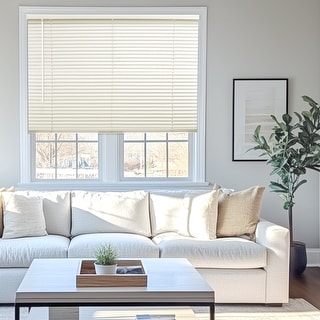 Chicology Light Filtering Cordless Vinyl Mini Window Blinds - 1" Slats - Alabaster 48" Height Sizes
