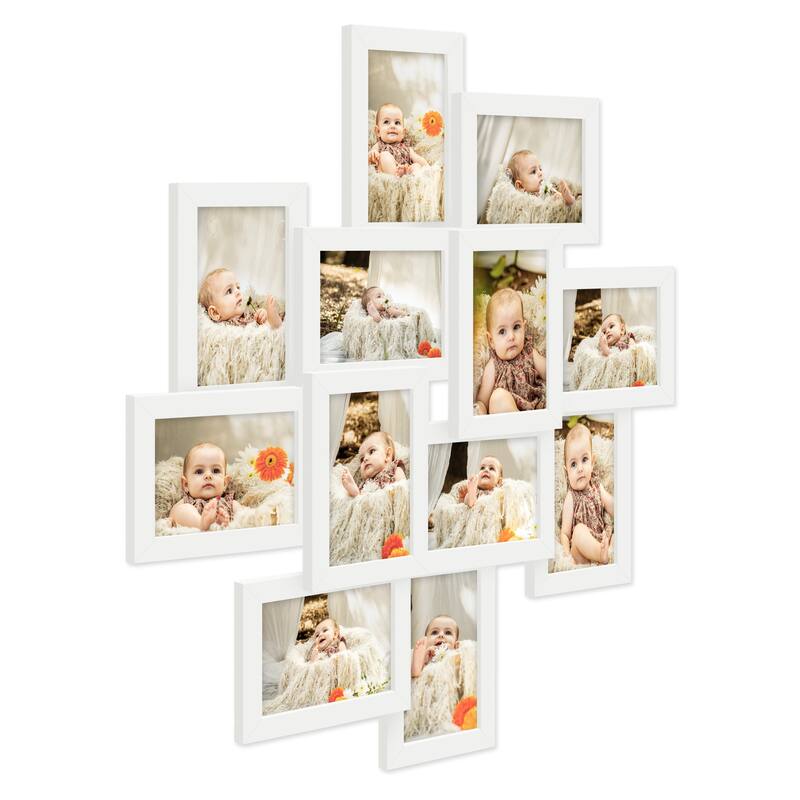 HELLO LAURA 12 Opening 4 x 6" White Collage Wall Picture Frame