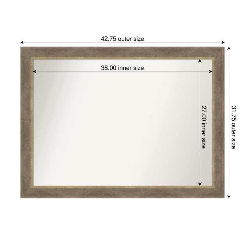 Driftwood Tan Non-Beveled Wood Framed Wall Mirror - Driftwood Tan - 43 x 32 in