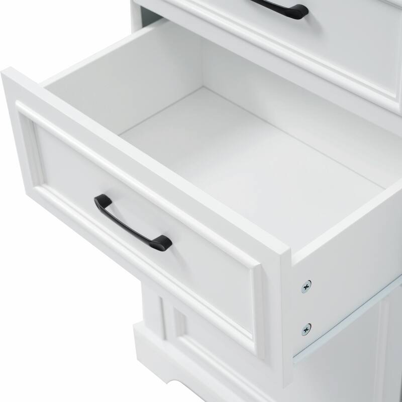 71-Inch Tall Freestanding Bathroom Vanity with Damping-Hinge Doors and Drawers, Featuring a Modern, Elegant Design