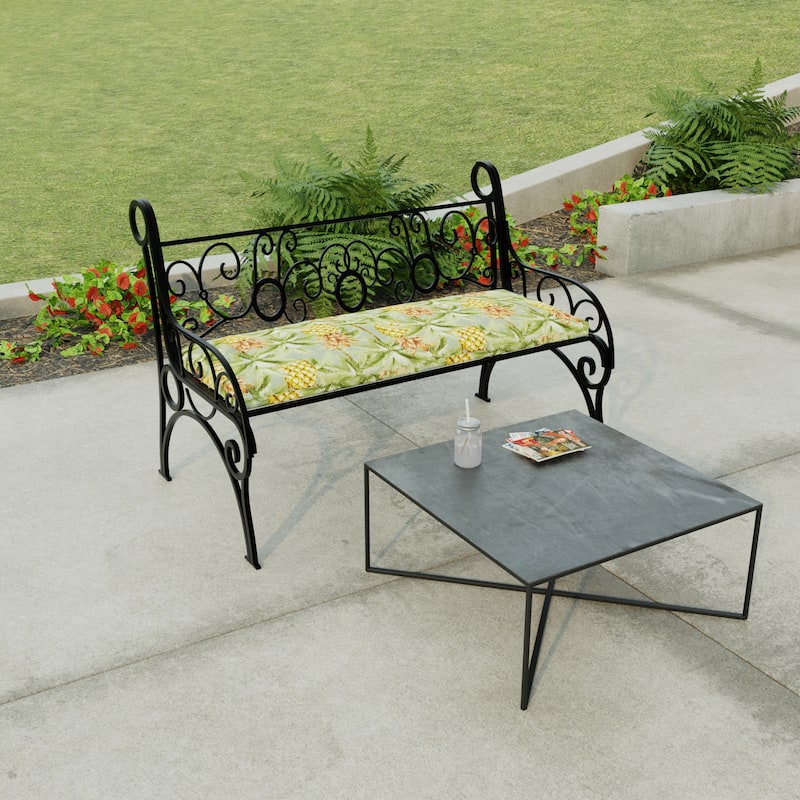 48" x 18" Outdoor Bench Cushion with Ties - 18'' L x 48'' W x 3.5'' H - Luau Breeze