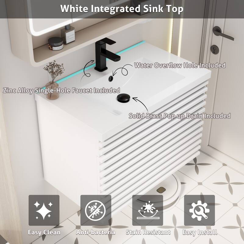 Bathroom Vanity with Drop-In Sink Wall-Mounted Storage Cabinet