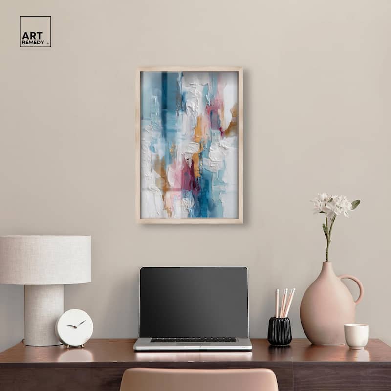 Petal Pink and Ocean Blue I Shadowbox by Art Remedy