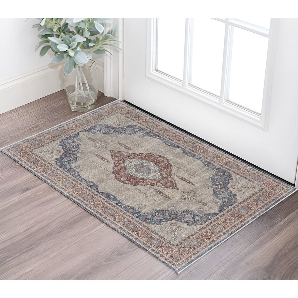 Wetop Power Loomed Floral Stain Resistant Durable Area Rug By HomeRoots - 2' x 3'