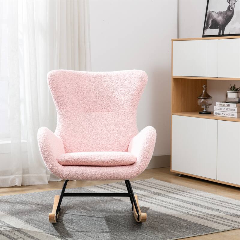 Teddy Fabric Padded Seat Rocking Chair