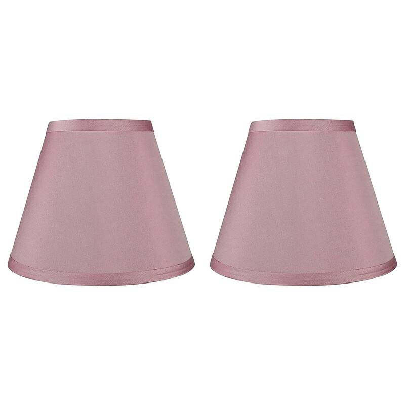 Hardback Faux Silk Conical Lamp Shade, 5 inch Top, 9 inch Bottom, 7 inch Slant - Set of 2 - Pink Silk