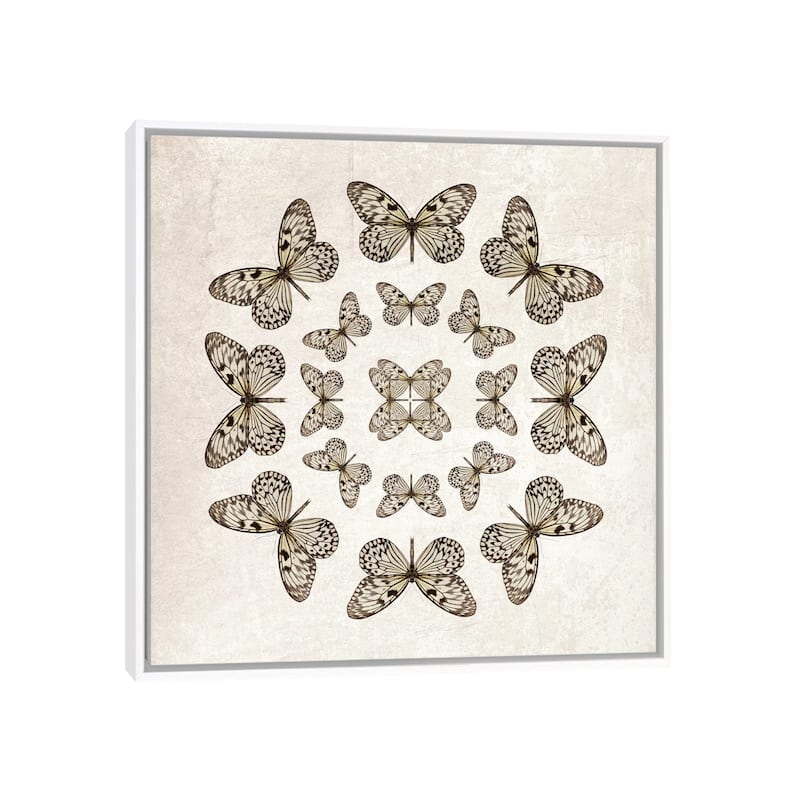 iCanvas "Rice Paper Butterfly Circles" by Alyson Fennell Framed Canvas Print - White - 37x37